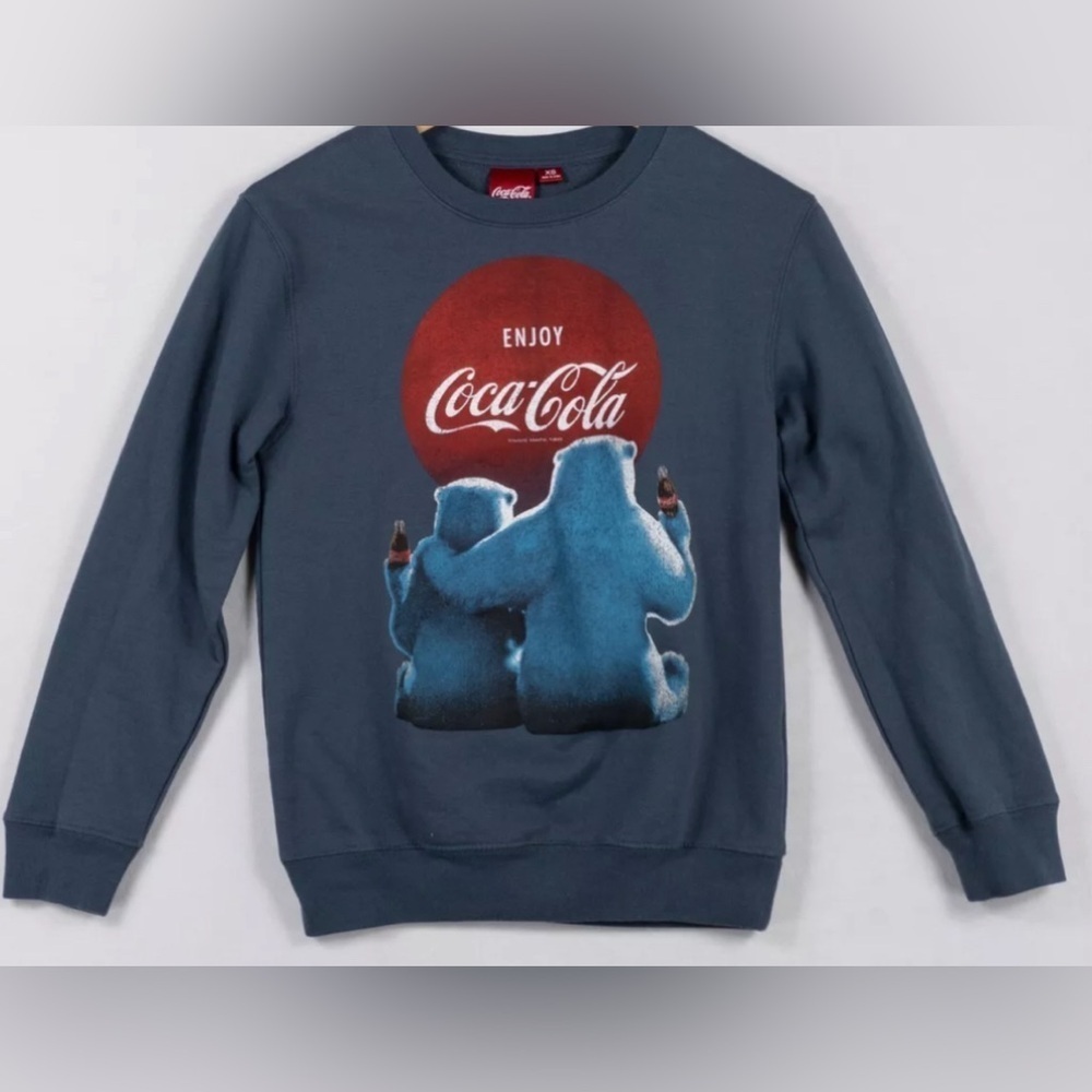 NWT- Fifth Sun Coca Cola Polar Bears Sweatshirt for Women  COLOR: Orion Blue